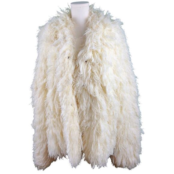 GDT Too Women's LRG Ivory Shag Fur String Sweater Jacket Vintage Y2K Rock Punk - Picture 1 of 9